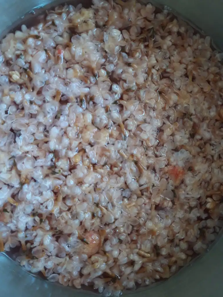 Lilac with ingedients in a pot